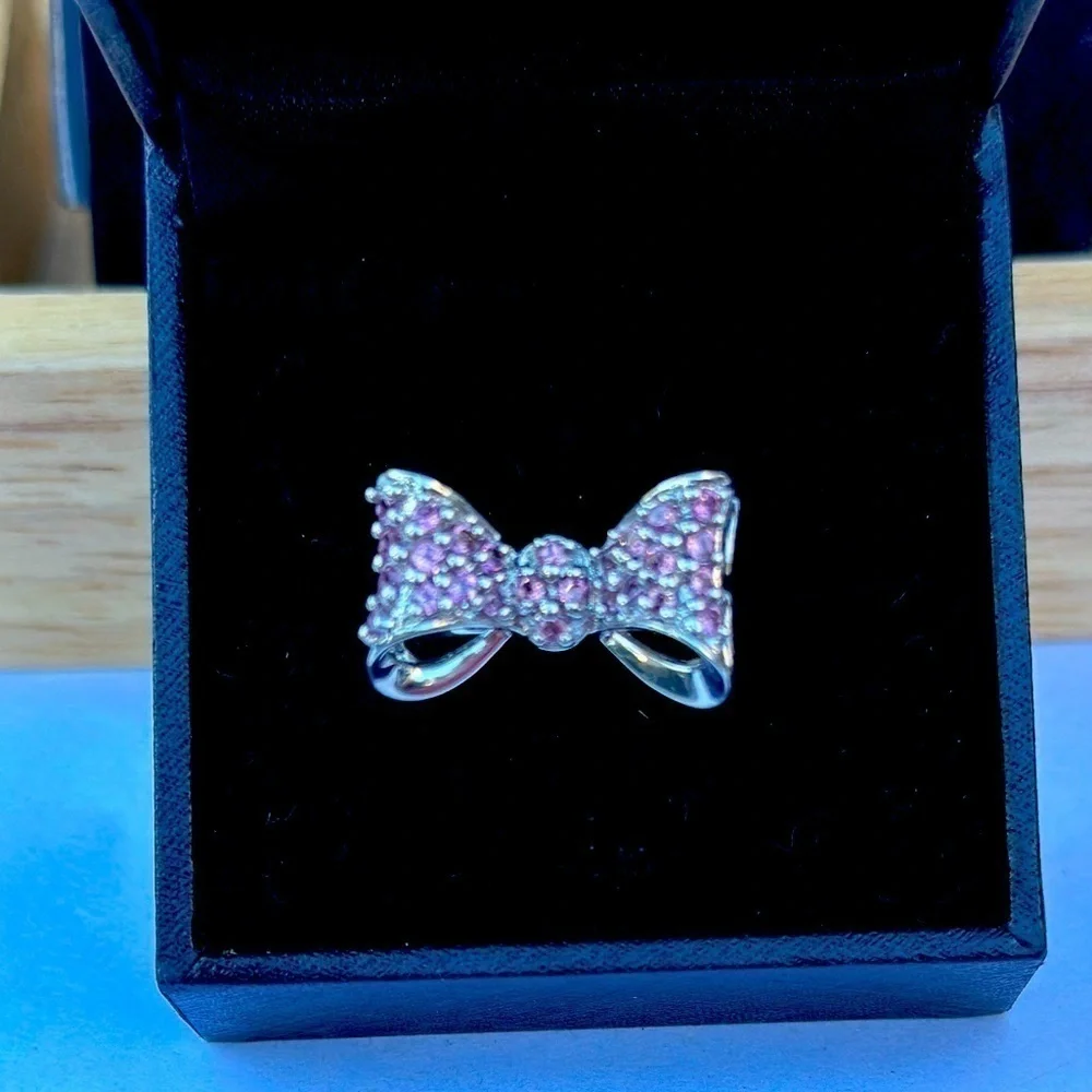 Sterling Silver and Pink Tourmaline Bow Cocktail Ring NWT